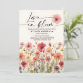 ラブイン開花ワイルドフラワーブライダルシャワー招待状 招待状 (スタンド正面)