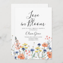 ラブイン開花ワイルドフラワーブライダルシャワー招待