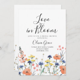 ラブイン開花ワイルドフラワーブライダルシャワー招待 招待状