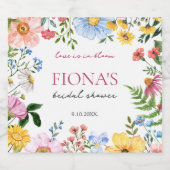 ラブイン開花ワイルドフラワーブライダルシャワー モダン スパークリングワインラベル (シングルラベル)