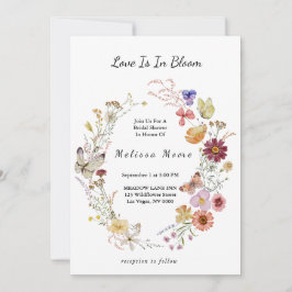 ラブイン開花ワイルドフラワーボヘミアンブライダルシャワー 招待状