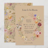ラブイン開花ワイルドフラワーボヘミアンブライダルシャワー 招待状 (正面/裏面)