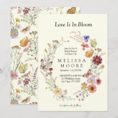 ラブイン開花ワイルドフラワーボヘミアンブライダルシャワー 招待状 (正面/裏面)