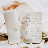 ラブイン開花ワイルドフラワーボホブライダルシャワー 招待状