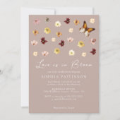 ラブイン開花ワイルドフラワーボホーベージュブライダルシャワー 招待状 (正面)