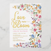 ラブイン開花ワイルドフラワーメドウブライダルシャワー 箔招待状 (正面)