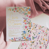 ラブイン開花ワイルドフラワーメドウブライダルシャワー 箔招待状