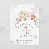 ラブイン開花ワイルドフラワー素朴ブライダルシャワー サンキューカード (正面/裏面)