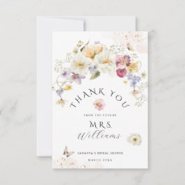 ラブイン開花ワイルドフラワー素朴ブライダルシャワー サンキューカード