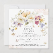 ラブイン開花ワイルドフラワー素朴ブライダルシャワー 招待状 (正面)