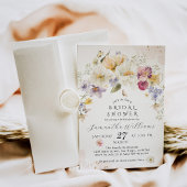 ラブイン開花ワイルドフラワー素朴ブライダルシャワー 招待状