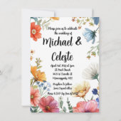 ラブイン開花ワイルドフラワー結婚式招待状 招待状 (裏面)