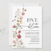 ラブイン開花招待状ワイルドフラワーブライダルシャワー 招待状 (正面)