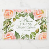 ラブイン開花水彩バラブライダルシャワー スパークリングワインラベル (シングルラベル)