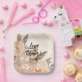 ラブイン開花素朴ピーチフラワーズ ペーパープレート (パーティー)