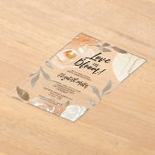 ラブイン開花素朴フラワーズブライダルシャワー アクリル招待状 (レイダウン)