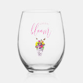 ラブイン開花結婚フローラ ステムなしワイングラス (正面)