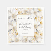 ラブイン開花花模様縁ど名ブライダルシャワー スタンダードカクテルナプキン (正面)