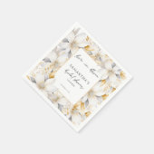 ラブイン開花花模様縁ど名ブライダルシャワー スタンダードカクテルナプキン (角)