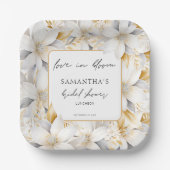 ラブイン開花花模様縁ど名ブライダルシャワー ペーパープレート (正面)