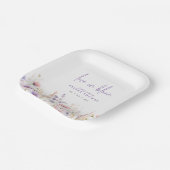 ラブイン開花薄紫ワイルドフラワーズブライダルシャワー ペーパープレート (傾斜あり)