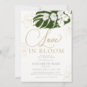 ラブイン開花蘭トロピカル金ゴールドブライダルシャワー 招待状 (正面)