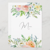 ラブイン開花、ウェディングレセプション、ダイニング メニュー (正面/裏面)