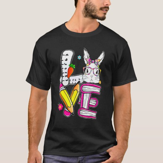 ラブイースター先生かわいいバニー顔ハッピーイースター1 Tシャツ (正面)
