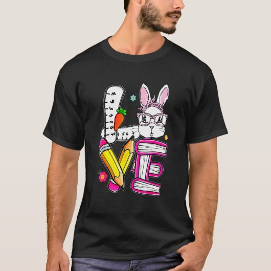 ラブイースター先生かわいいバニー顔ハッピーイースター1 Tシャツ (正面)