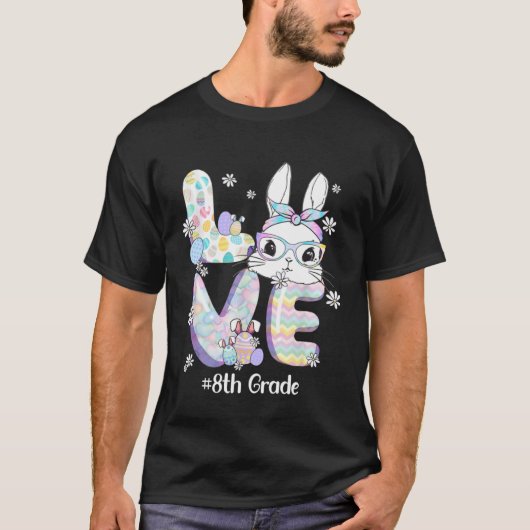 ラブイースター8年生先生バニーキュート顔ハップ Tシャツ (正面)