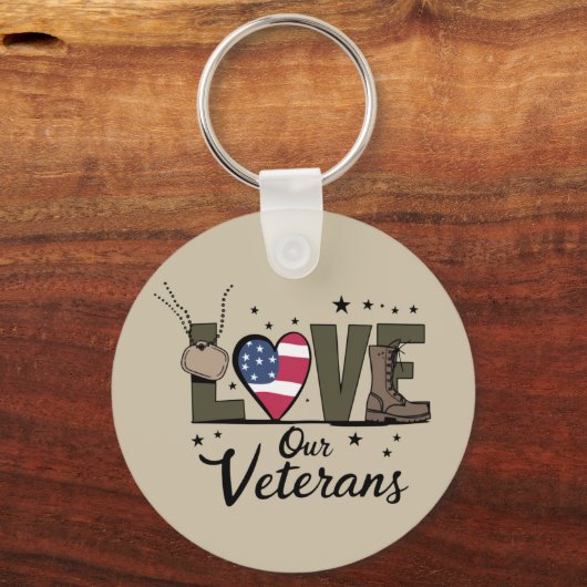 ラブウア退役軍人デイ誇りを持った軍隊退役軍人デイ キーホルダー (正面)