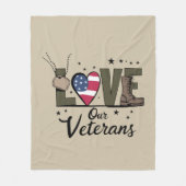 ラブウア退役軍人デイ誇りを持った軍隊退役軍人デイ フリースブランケット (正面)