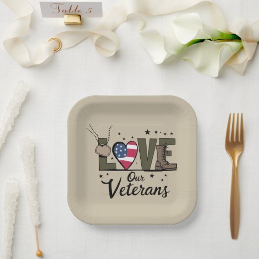 ラブウア退役軍人デイ誇りを持った軍隊退役軍人デイ ペーパープレート (ウェディング)