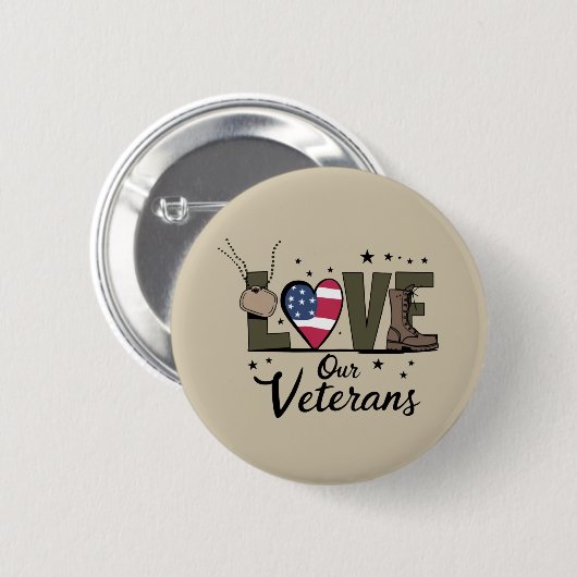 ラブウア退役軍人デイ誇りを持った軍隊退役軍人デイ 缶バッジ (正面&裏面)