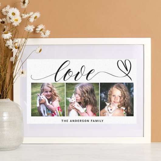 ラブウィズブラックハートスカスタムクリプト写真コラージュ キャンバスプリント