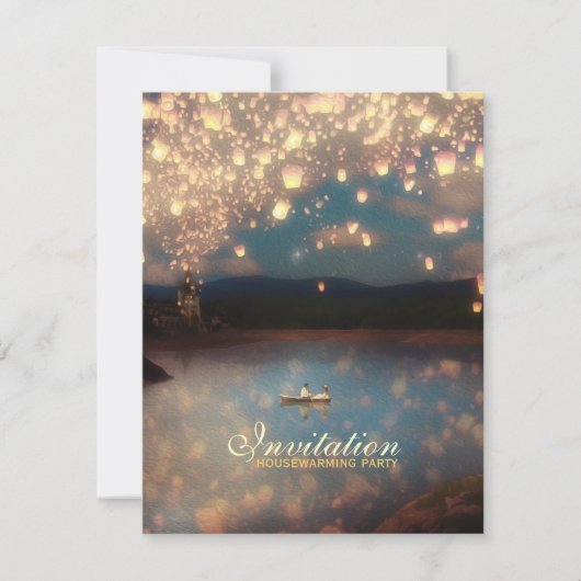 ラブウィッシュランタン – 引っ越し祝いパーティーパーティの招待状 招待状 (正面)