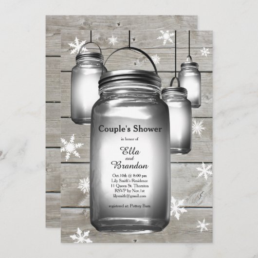 ラブウィンターバーンウェディングカップルズシャワー招待状 招待状 (正面/裏面)