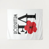 ラブウェリントンレッドハイビスカス タペストリー (正面(横))