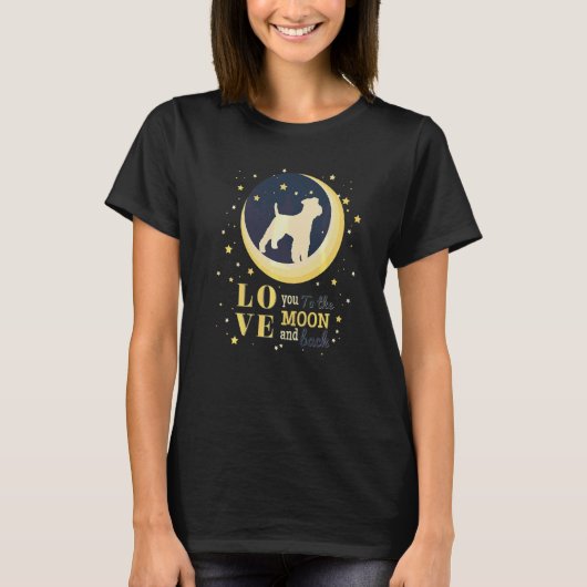 ラブウェルシュテリア犬を月に Tシャツ (正面)