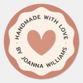 ラブウェーブテラコッタク縁どレームハンドメイド ラウンドシール (正面)