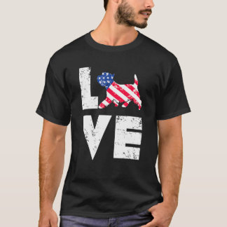 ラブウエストハイランドテリアウェスティーアメリカ国旗 Tシャツ