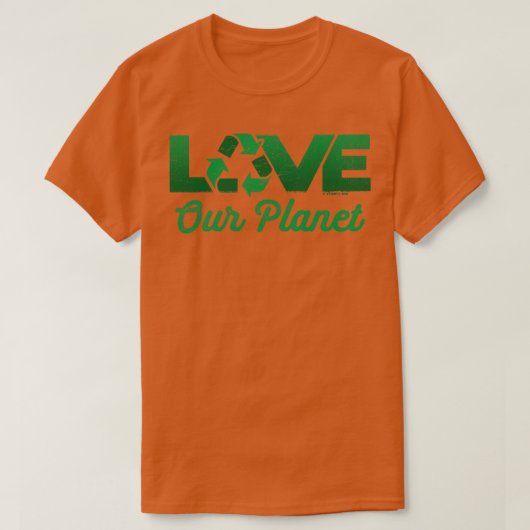 ラブウエープラネット再利用リサイクルイン緑 Tシャツ (デザイン正面)
