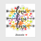 ラブウォーカラフルターカラーフラワーデザインシール シール (シート)