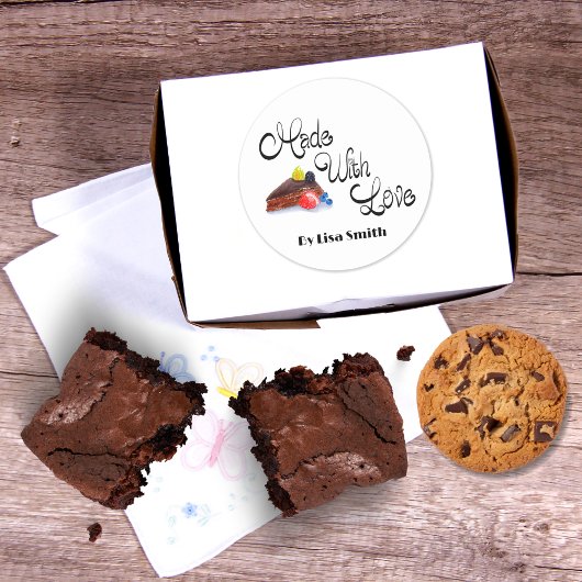 ラブウォーターで作られたチョコレートケーキベリー ラウンドシール