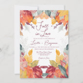 ラブウォーターの秋で緑豊葉かな結婚 招待状 (正面)