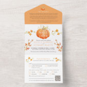 ラブウォーターカラーカボチャ秋結婚のQRの秋 オールインワン招待状 (内側)