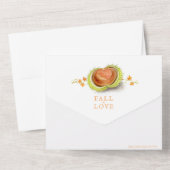 ラブウォーターカラーコンカーハート秋の秋 オールインワン招待状 (裏面)