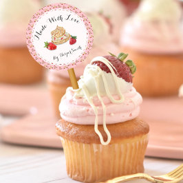 ラブウォーターカラーストロベリーパフペストリーで作られる ラウンドシール