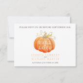 ラブウォーターカラーパンプキン結婚のQRコードの秋 出欠カード (裏面)