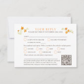 ラブウォーターカラーパンプキン結婚のQRコードの秋 出欠カード (正面)